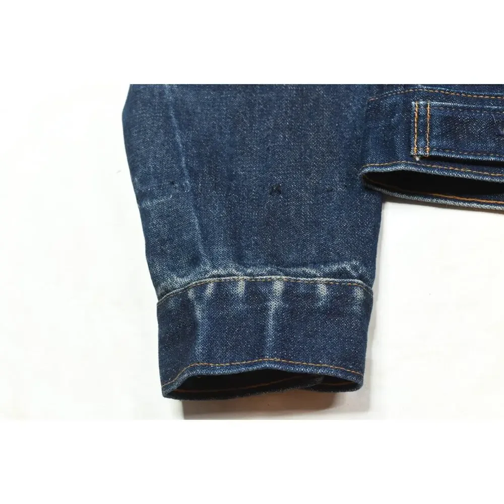 Vintage Wrangler Denim Trucker Jacket Mens 46 Blue 14oz Denim Button-Front USA